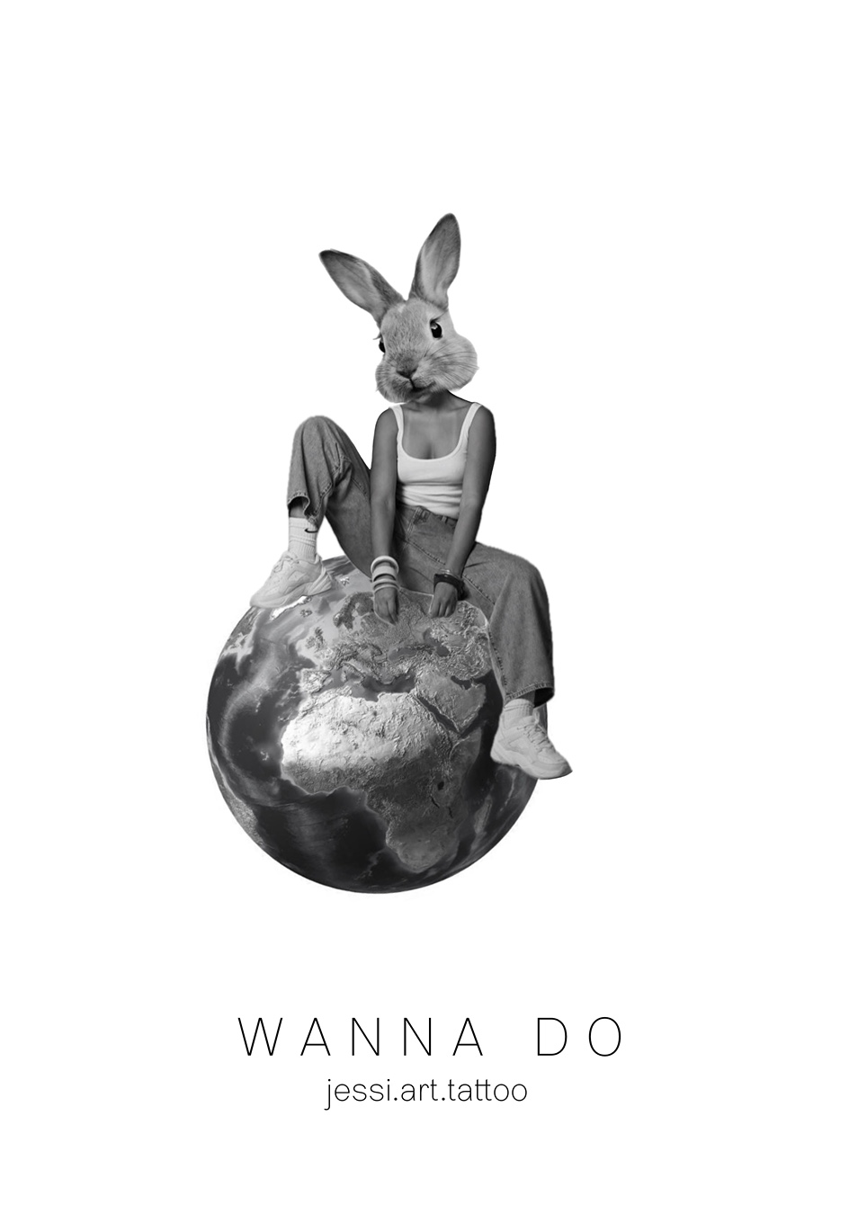 Tattoo Design the world hare